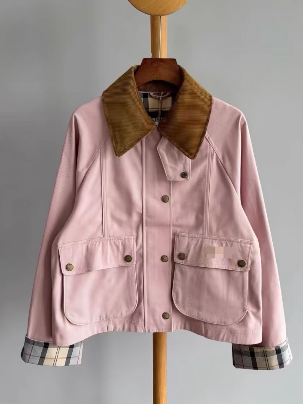 Barbourr Pink Women's Contrast-Collar Jacket